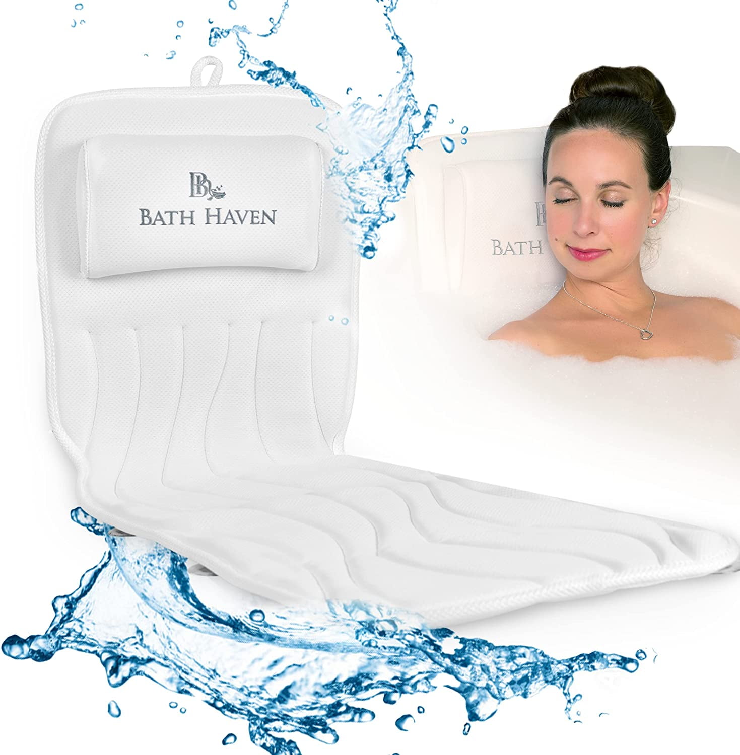 Everlasting Comfort Luxury Bath Pillow - Head, Neck, Back Support Cushion for Bathtub, Spa, Soaking