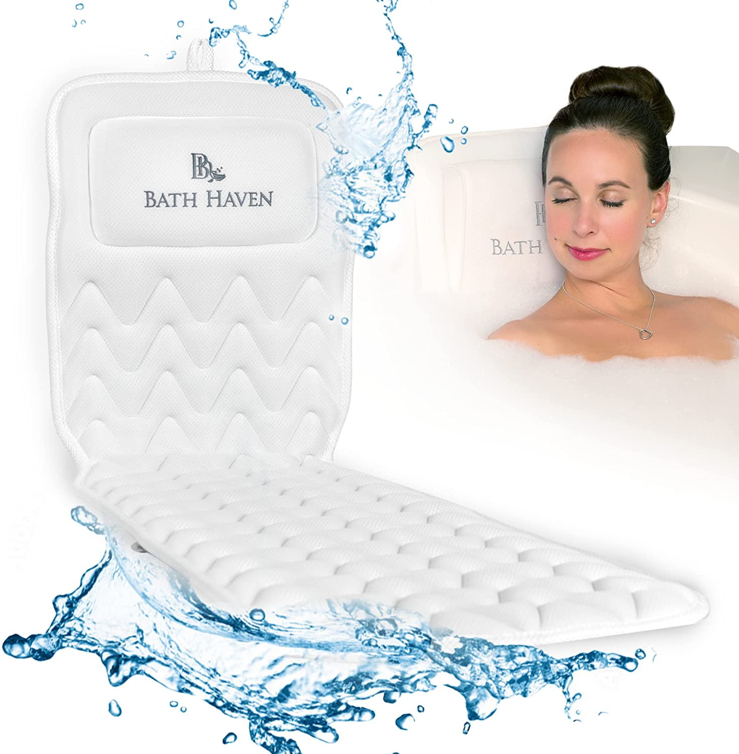 Everlasting Comfort Bath Pillow Fast Drying Bathtub Cushion for Head, Neck  and Back, Gray