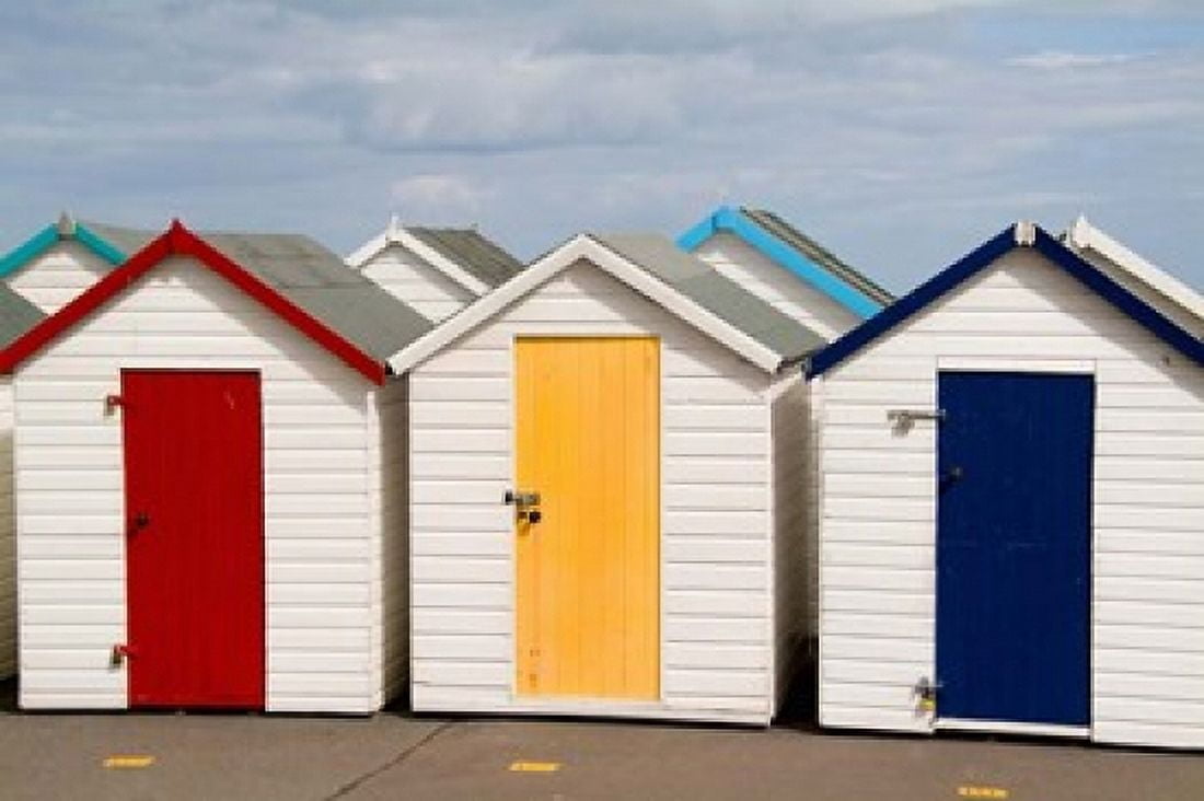 Bath Houses in Paignton Devon England Canvas Art - Bill Bachmann DanitaDelimont (37 x 25)