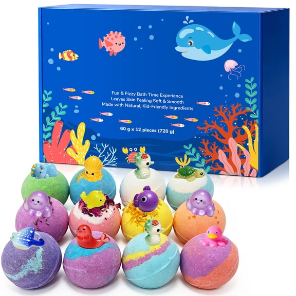 Bath Intense Surprise Inside Animals Toy Set 12-Pack for Kids - Dissolving Bath Ball with Hidden Figure for Easter Basket Gift - Colorful Fizzing Spa Bath Fizzy for Toddlers Girls Boys