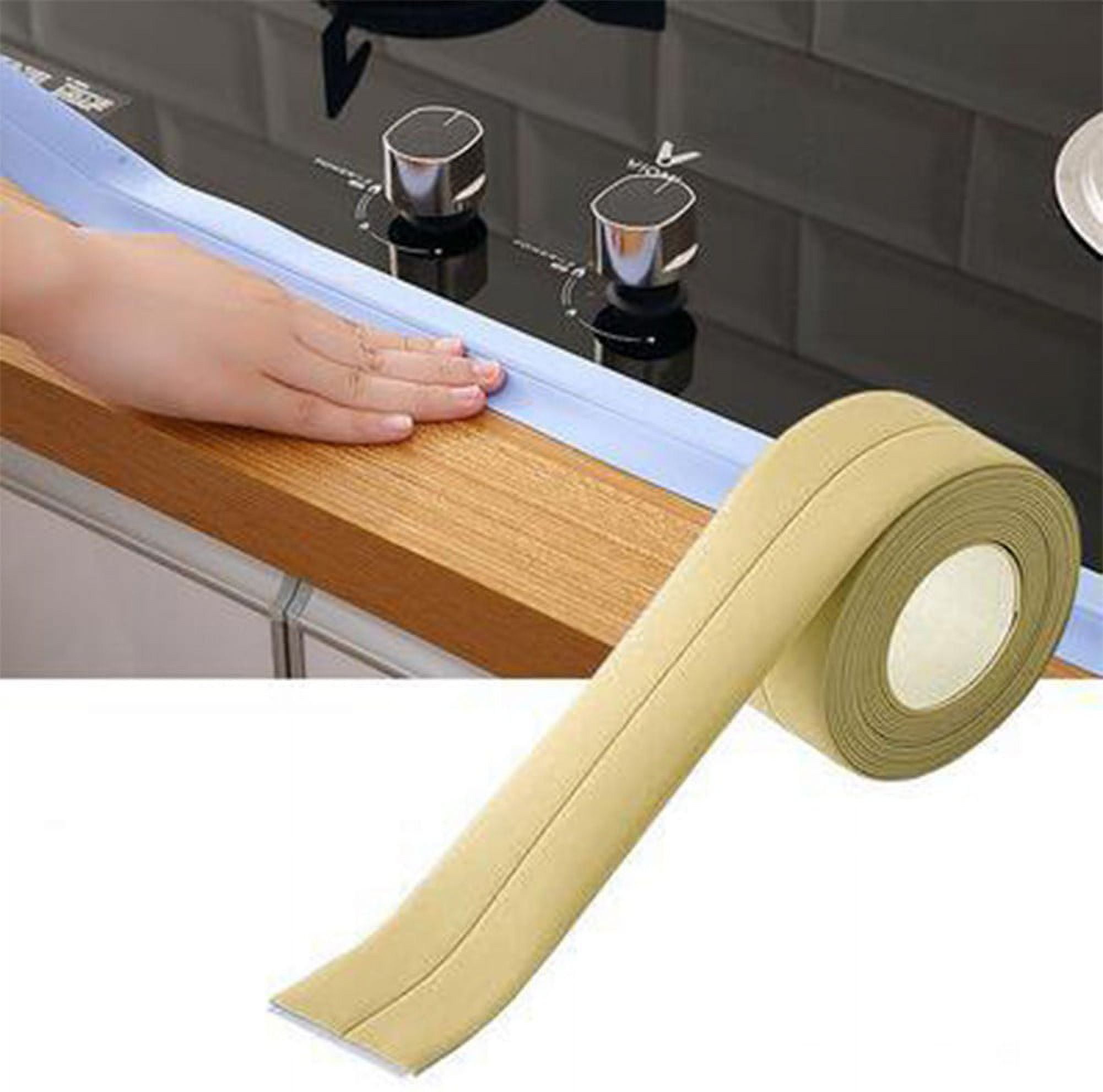 Bath & Kitchen Caulk Tape Sealant Strip,1 Pcs Beige 10.5 Ft PVC Self