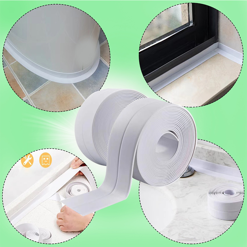 Bath & Kitchen Caulk Tape Sealant Strip,PVC Self Adhesive Tub and Wall Sealing Tape Caulk Sealer