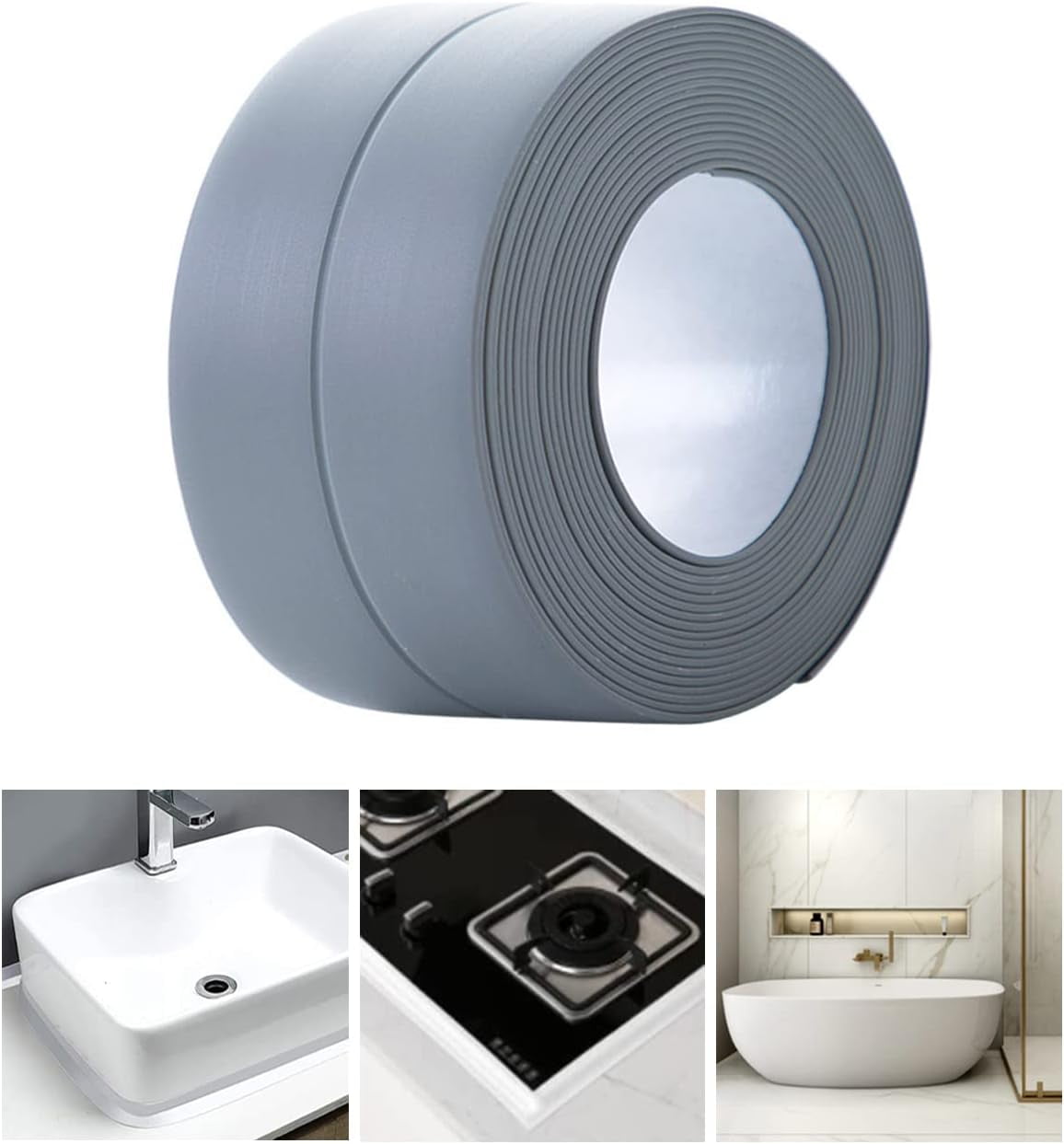 Bath & Kitchen Caulk Tape Sealant Strip,PVC Self Adhesive Tub and Wall ...