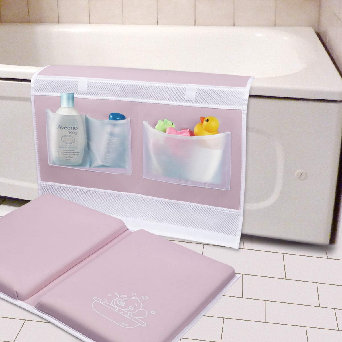 Bath Kneeler and Elbow Rest 1.5" Thick Kneeling Mat with Toy Organizer ...