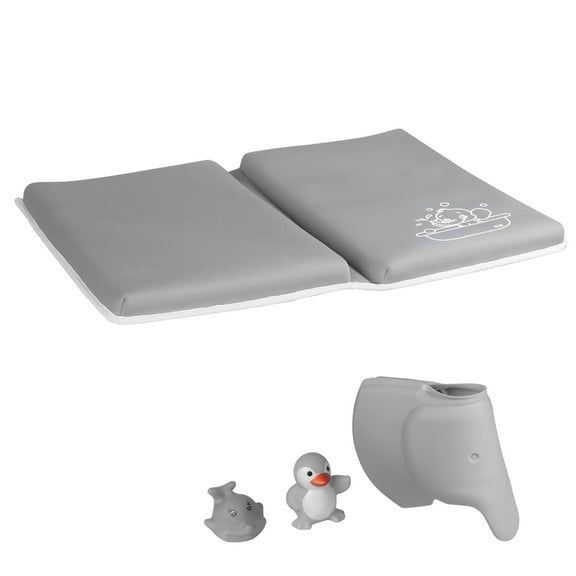 Bath Kneeler Pad - Non-Slip Rubber - Bath Spout Cover Gray Sea Lions - Kids Bathroom Accessories