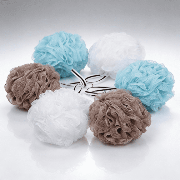 Bath Loofah Shower Sponge Pouf Body Scrubber Exfoliator Scrubber Ball (Set of 6)