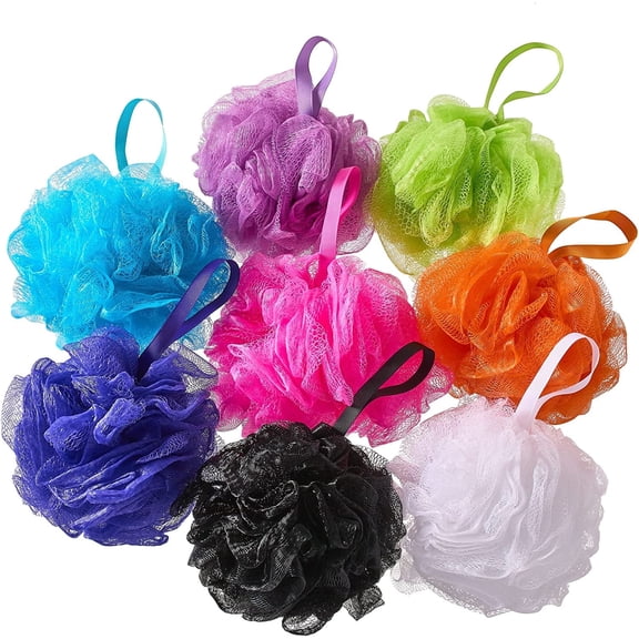 8 Pack Colorful Loofah Sponge Set Bath Scrubber for Body Quick Dry Shower Puff Men Women