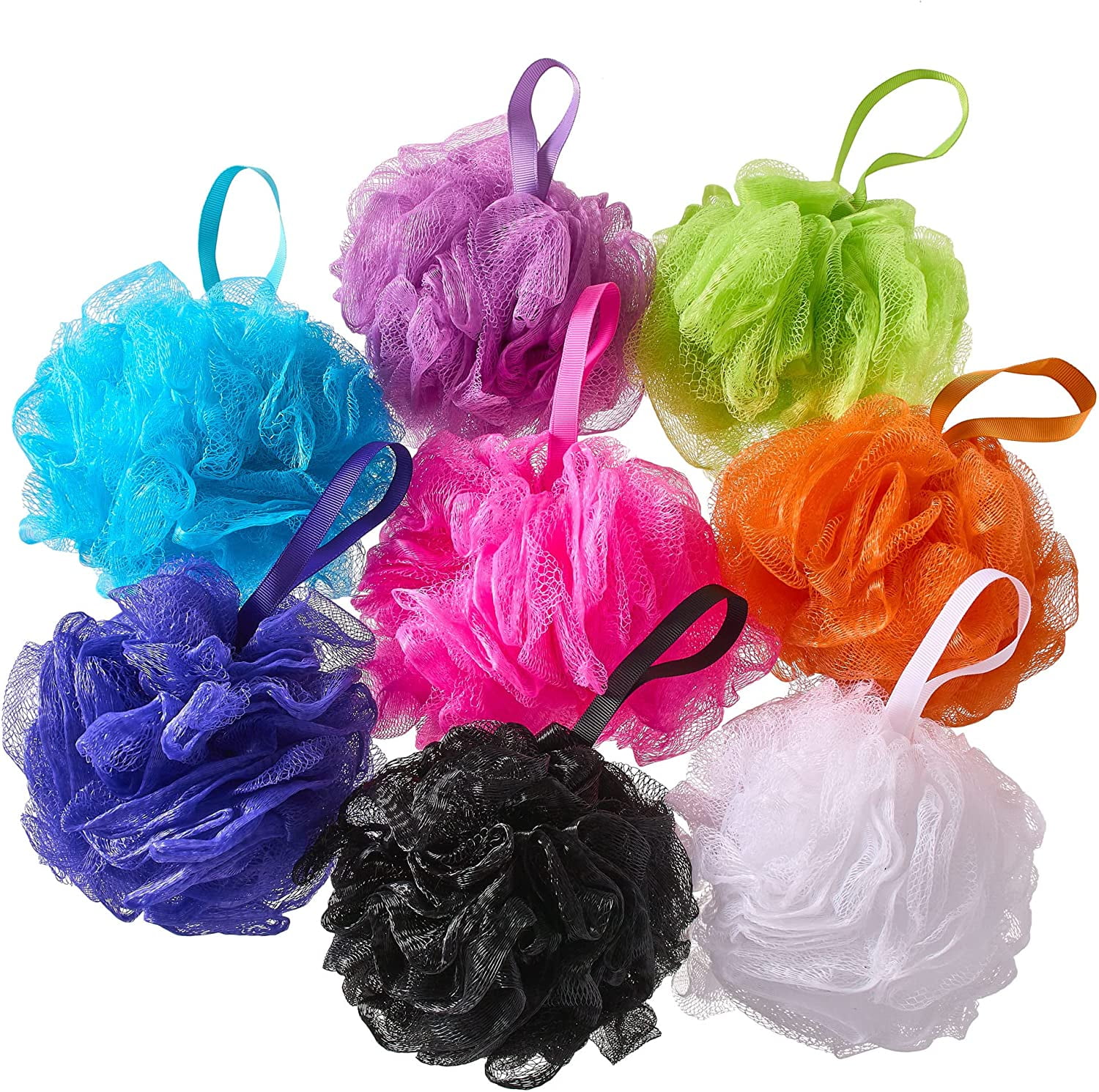 Bath Loofah Sponge Collection (8Pack), Bath Shower Loofah Sponges Mesh Pouf Shower Body