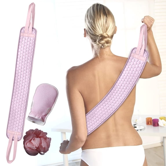 Bath Loofahs Multipack,Exfoliating Washcloth Towel,Bath Loofahs and Sponges Set,Back Scrubber Massage Brush,Shower Washing Aid for Removing Dead Skin,Back Scrubber for Shower,Massage Glove with Back