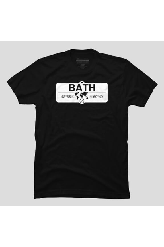 Bath Maine GPS Coordinates Map Vintage Graphic T-shirt M2981152, Up to Size 5XL