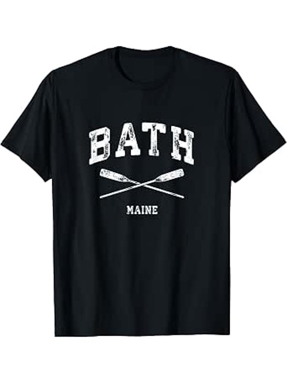 Bath Maine Vintage Nautical Crossed Oars Gift For Family T-Shirt