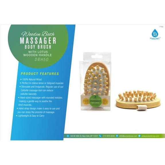 Bath Massager Body Brush with Lotus Wooden Handle