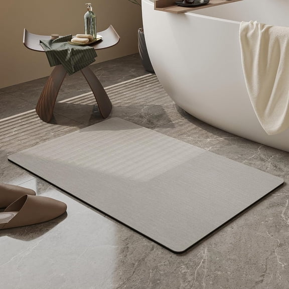 Bath Mat 16"x24",Ultra Thin Bathroom Rug fit Under Door Light Grey | -Non-Slip, Quick Dry, Absorbent Bathroom Rug Suit for Tile floors, Easy Care Shower Rug in Front of Bathtub, Sink, Shower