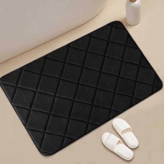 Bath Mat 16x24, Ultra Soft and Absorbent Bathroom Rugs, Machine Washable, Comfortable Bath Carpet for Bathroom Floor, Tub and Shower, Black
