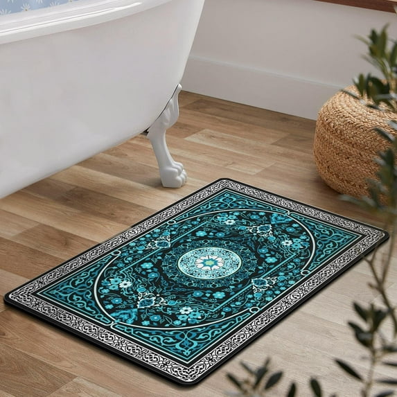 Bath Mat 17"x27" Bathroom Rug Mat Super Absorbent Quick Dry Rubber Backed Dirt Resistant Bath Rugs Mats for Bathroom Non Slip Diatomite Bath Mat