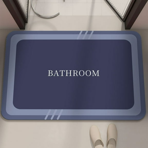 Bath Mat 1PC 16x24in, Super Absorbent Diatomaceous Earth Floor Mat with Rubber Backing for Non-Slip Safety in Wet Bathroom and Shower Areas(Dark Blue),Ccwuwei