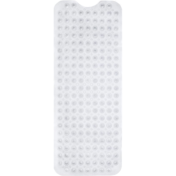 Bath Mat 40 x 16 Inch Extra Long Non Slip Bathtub Mat Anti Slip Clear Shower Mat with Suction Cups and Drain Holes Bathroom Mat for Bath Tub and Smooth Shower Floors (40x16 Clear)