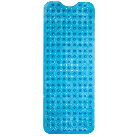 Bath Mat – 40 x 16 Inch Extra Long Non Slip Bathtub Mat – Anti Slip Clear Shower Mat with Suction Cups and Drain Holes – Bathroom Mat for Bath Tub and Smooth Shower Floors