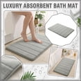 thumbnail image 1 of Bath Mat, Absorbent Non Slip, 15.7 x 23.6 Inch 1 Piece, Light Gray Striped Coral Velvet,Suitable for Bathroom Shower Room, 1 of 8