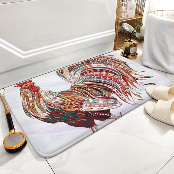 Bath Mat Animal Rooster Chicken Indoor Outdoor Doormat Durable Welcome Front Door Mats Entryway Rugs Non-Slip Floor Mat Entrance Rugs Bath Rug Kitchen Rugs 16 x 24 in