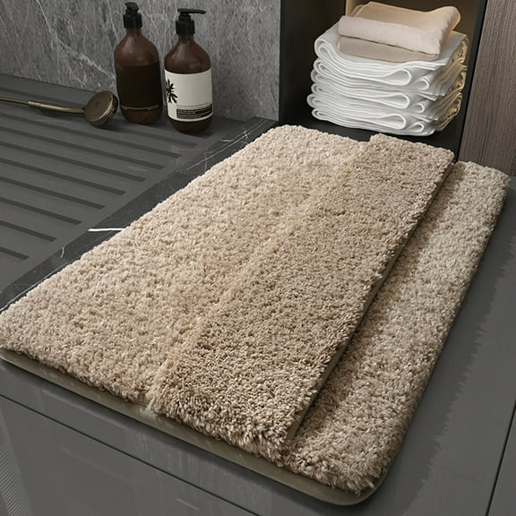 Bath Mat, Bath Rug And Floor Mat For Back Of Foot Rubbing, Non-Slip Washable Water Absorbent Bathroom Carpet For Bathroom Shower, Kitchen And Living Room In Gray, Beige, Green, Khaki, 16x23.62 Inches