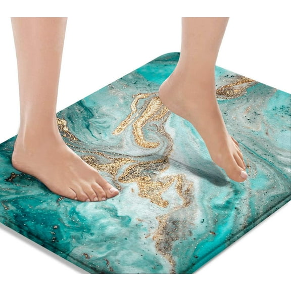 Bath Mat for Bathroom, Bathroom Mats Rugs No Silp, Luxury Marble Velvet Washable Cover Floor Rug Carpets Floor Mat Bathroom Decorations 17x32 Inches for Kitchen Bedroom Indoor