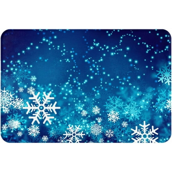 Bath Mat for Bathroom Christmas Snowflake Blue Xmas Winter Rugs Shower Mats Memory Foam Rug Non Slip Floor Small Carpet Soft Light Absorbent Washable for Home Hotel Decor 15.7 X 23.6 inch