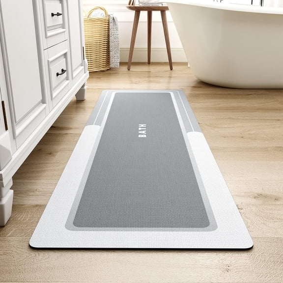 -Bath Mat-Bathroom Mat Rug Non Slip Super Absorbent Stain Resistant Quick Dry Thin Bathroom Rug-Bath Mats for Bathroom Floor Bathtub Vanity-Bathmat Bath Rug Easy Care-20"x27" Grey
