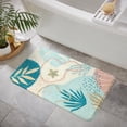 thumbnail image 1 of Bath Mat for Bathroom Non Slip, Modern Abstract Botanical Bathroom Floor Mat, Cozy Velvet Machine Wash Toielt Mat, Artistic Cute Blue Plant Shower Rug for Vanity Toilet Washroom, 20x31 inch, 1 of 6
