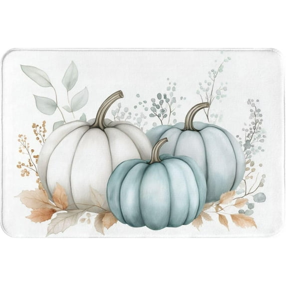 Bath Mat for Bathroom Pastel Pumpkin Thanksgiving Leaf Rugs Shower Mats Memory Foam Rug Non Slip Floor Small Carpet Soft Light Absorbent Washable for Home Hotel Decor 15.7 X 23.6 inch
