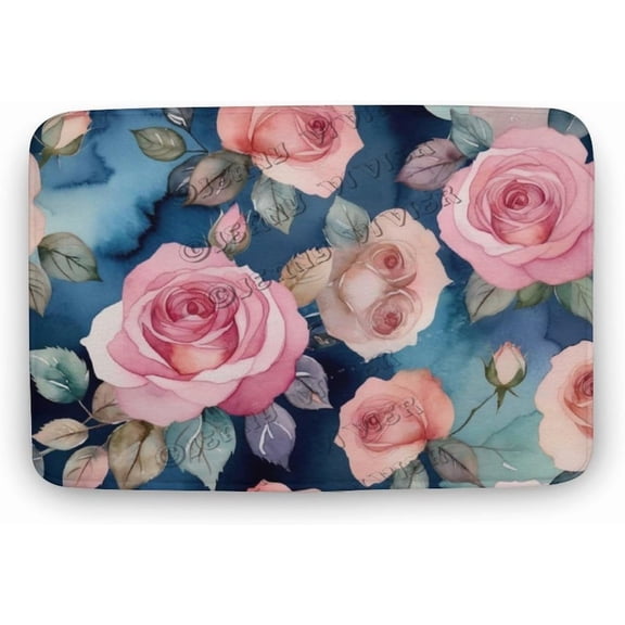 Bath Mat for Bathroom, Rose Bath Mat Toilet Rug, Absorbent Bathroom Rugs Fit Under Door No Slip Base, Washable Cover Floor Rug Carpets Floor Mat 19.7"x31.5"