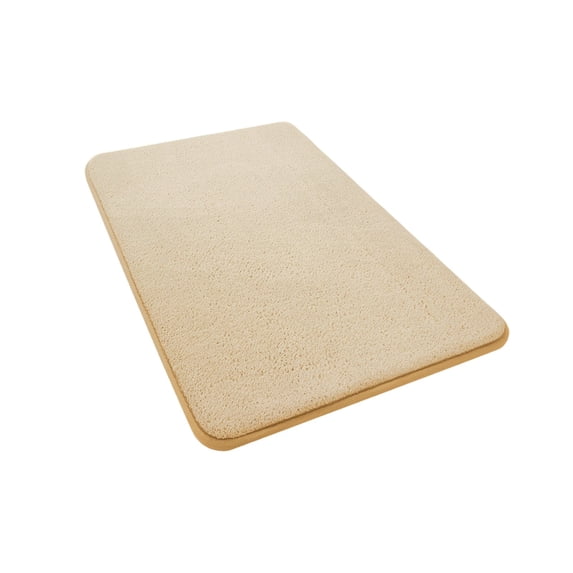 Bath Mat Bathroom Rug, Absorbent Fleece Floor Mat Non Slip Shower Toilet Room Rug for Sink Area Bathroom Decor, 23.62 x 15.75 in, Khaki