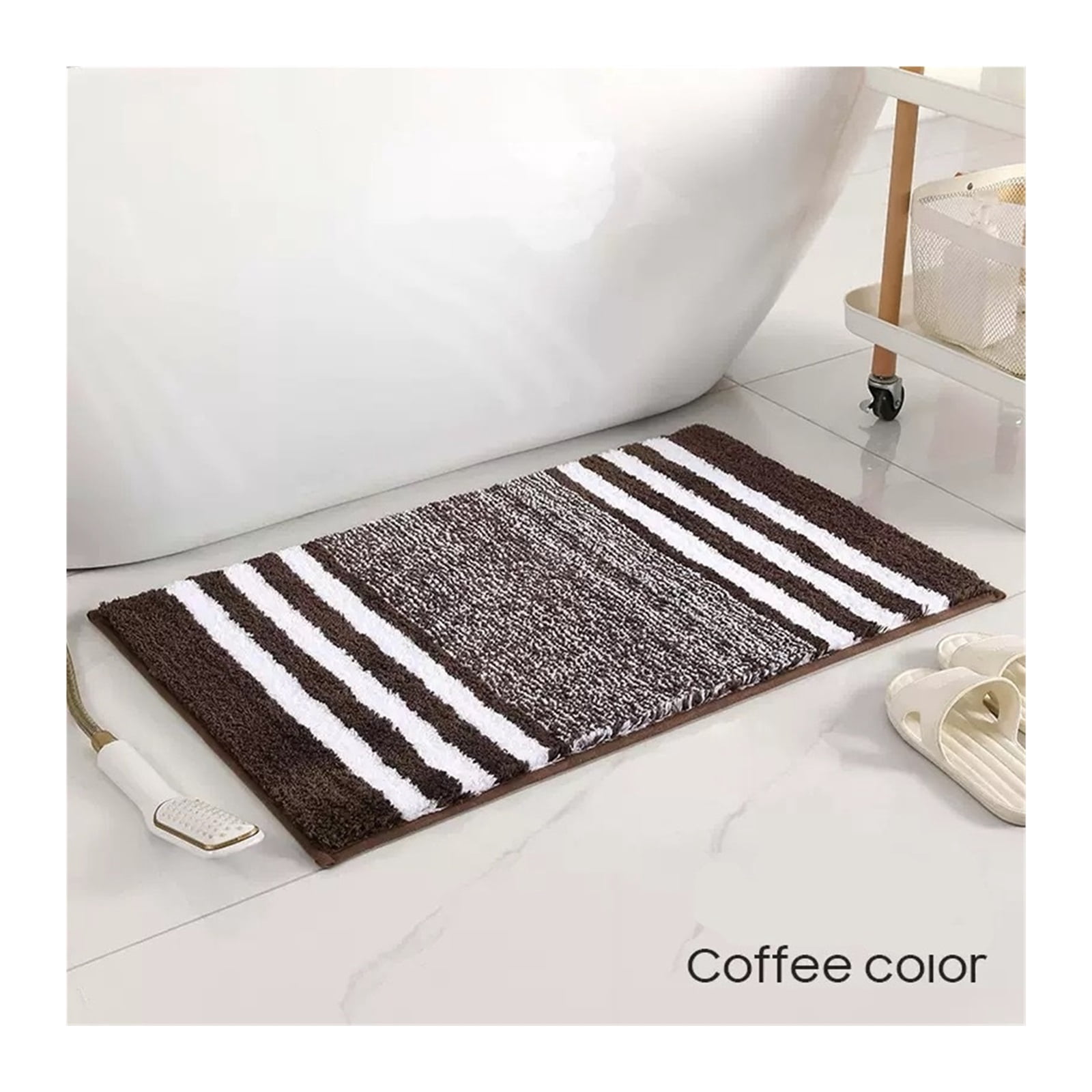 Bath Mat, Bathroom Rug Set, Non Slip Absorbent Quick Dry Bath Room Runner Rugs, Extra Soft Microfiber Washable Machine Tub Bathtub Shower Floor Carpet, Blue & White