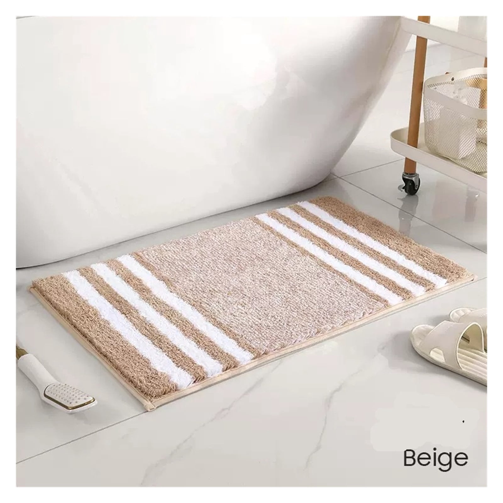 Bath Mat, Bathroom Rug Set, Non Slip Absorbent Quick Dry Bath Room Runner Rugs, Extra Soft Microfiber Washable Machine Tub Bathtub Shower Floor Carpet, Blue & White