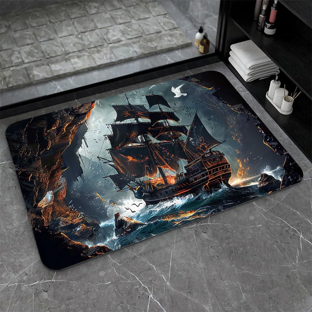 Bath Mat-Bathroom Rug,Two Owls-Absorbent Non Slip Quick Dry Stain ...