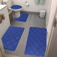 thumbnail image 1 of Bath Mat Bathroom Rug, Velvet Fleece Foam, Ultra Soft Water Absorbent, Non-slip Rubber Backing, Machine Washable Dark Blue Set, Modern Home Decor, Topliu, 1 of 9