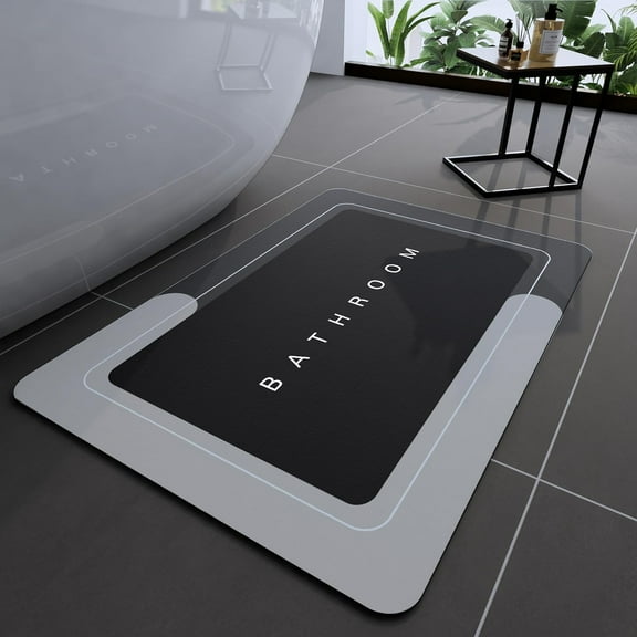 Bath Mat, Bathroom Rugs Super Absorbent Shower Mats Quick Dry Thin Rubber Mats for Bathroom Floor Fit Under Door Bath Mat for Bathroom Non Slip, Shower Rug for Bathtub, Shower (17"x27", Grey)