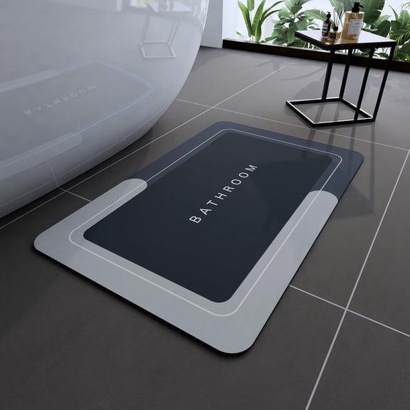 Bath Mat, Bathroom Rugs Super Absorbent Shower Mats Quick Dry Thin Rubber Mats for Bathroom Floor Fit Under Door Bath Mat for Bathroom Non Slip, Shower Rug for Bathtub, Shower (17"x27", Grey)
