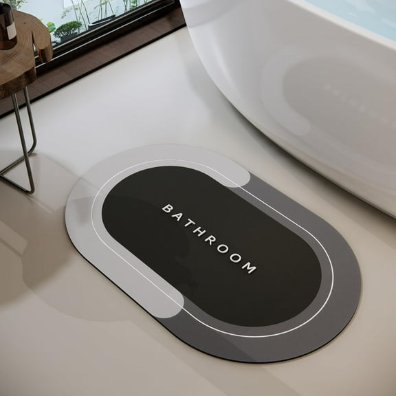 Bath Mat, Bathroom Rugs Super Absorbent Shower Mats Quick Dry Thin Rubber Mats for Bathroom Floor Fit Under Door Bath Mat for Bathroom Non Slip, Shower Rug for Bathtub, Shower (17"x27.6", Grey)