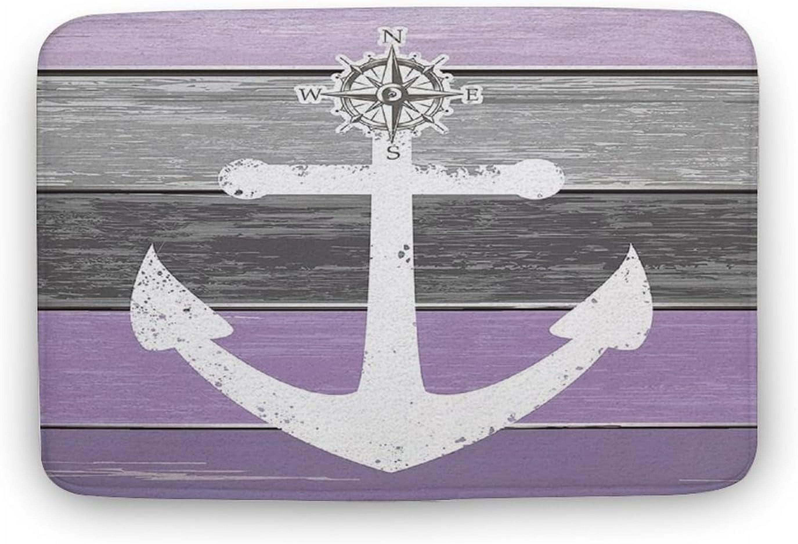 Bath Mat Beach Nautical Anchor Ocean Coastal Kids Room Rug