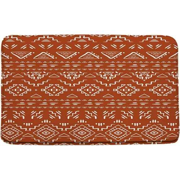 Bath Mat Boho Geometric Orange Modern Aztec Indoor Outdoor Entrance Door Mat Non-Slip Bath Rug Bathmat Decor Small Area Rug Carpet Kitchen Door Mats Floor Mats 30 x18 Inch