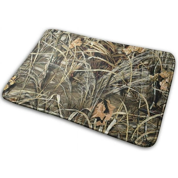 Bath Mat Camo Yellow & Green Mossy and Oak Camouflage Patterns, Country Farmhouse Fabric Memory Foam Bath Mats Non Slip Soft Absorbent Bath Rugs for Kitchen Bathroom Floors 30"x18"