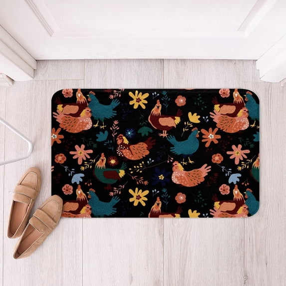 Bath Mat Cartoon Chicken Floor Plush Mats Bathmat Decor Small Area Rug Carpet Doormat Floor Rug Bathroom Rug Non-Slip Water Absorption Home Decor 24 x36 Inch