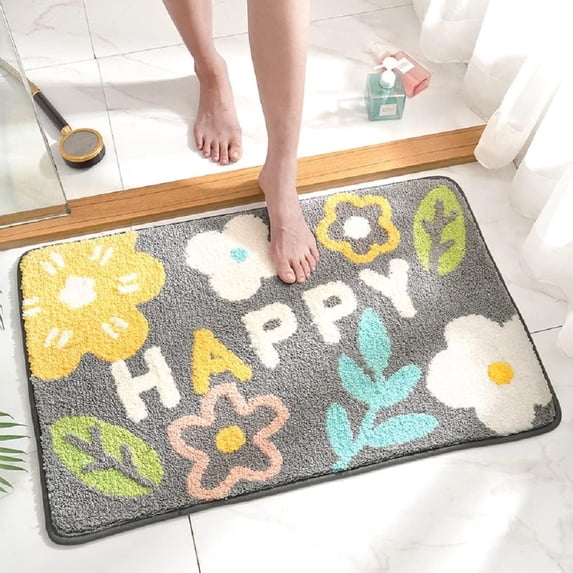 Bath Mat Cartoon FLOWER Indoor Outdoor Entrance Door Mat Non-Slip Bath Rug Bathmat Decor Small Area Rug Carpet Kitchen Door Mats Floor Mats Home Decor 30 x18 Inch