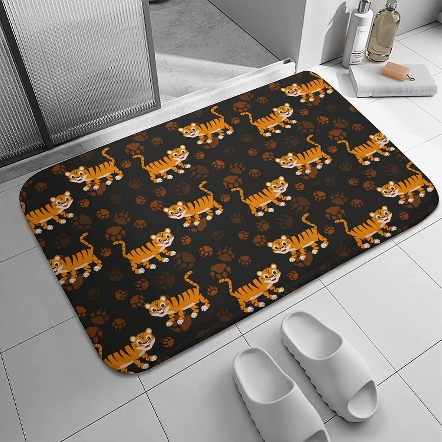 Bath Mat Cartoon Tiger Floor Plush Mats Bathmat Decor Small Area Rug