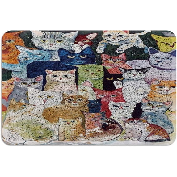 Bath Mat Cute Cats Paintings Indoor Outdoor Entrance Door Mat Non-Slip Bath Rug Bathmat Decor Small Area Rug Carpet Kitchen Door Mats Floor Mats Home Decor 20 x32 Inch