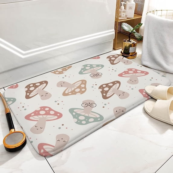 Bath Mat Cute Kawaii Mushrooms Indoor Outdoor Entrance Door Mat Non-Slip Bath Rug Bathmat Decor Small Area Rug Carpet Kitchen Door Mats Floor Mats Home Decor 30 x18 Inch