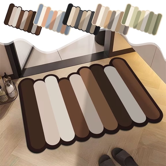 Bath Mat Diatom Mud | Fast Drying Super Absorbent Non Slip Rubber Backing | Washable Multicolor Floor Rug | For Shower Bathtub Kitchen Laundry | 16x24in | 1 Pack