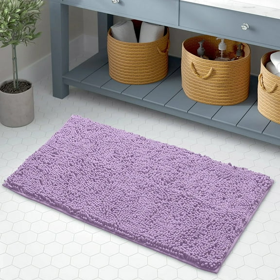 Bath Mat Extra Soft Plush Bath Shower Bathroom Rug Super Absorbent Shaggy Bath Rug. Machine Wash & Dry Cloth, Purple A