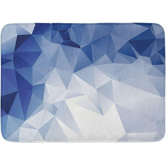 Bath Mat, Fractal Mosaic Form Simplistic Abstract Triangles Color Transition Effect Floor Mat Welcome Mat Bath Rugs, Non Slip Front Door Mat, Cobalt Blue 20 x 32 in